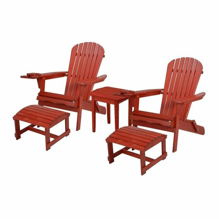 BOLD FONTIER 35 x 32 x 28 in. 2 Foldable Chair with Ottoman & 1 End Table, Red BO4245757